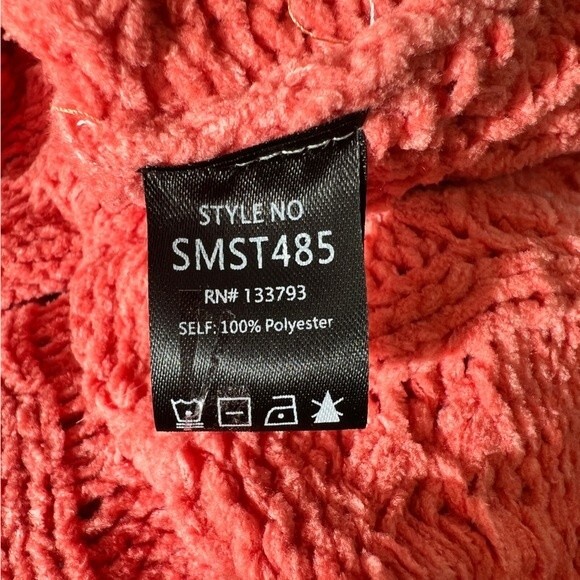 POL Cable Knit Long Sleeve Orange Sweater With Granny Square Detail Size Small - Picture 8 of 11